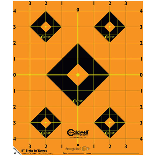 I bersagli Caldwell Orange Peel® offrono visibilità immediata dei colpi grazie alla tecnologia dual-color flake-off, facilitando l'acquisizione del bersaglio anche a lunga distanza.