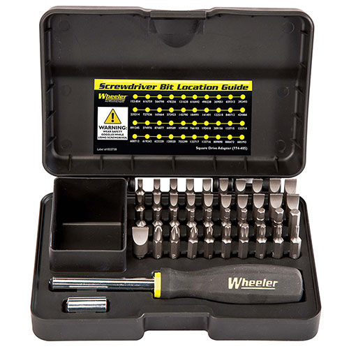 Il set di cacciaviti Wheeler da 43 pezzi offre una selezione di punte per ogni tipo di arma, eliminando problemi con le viti e facilitando i lavori di gunsmithing.