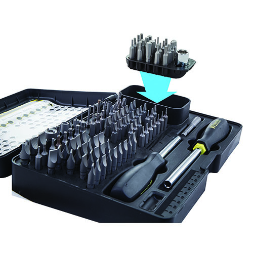 Il set Wheeler Professional Gunsmithing include 21 pezzi, tra cui punte esagonali e Torx, per un'ampia compatibilità e precisione nel lavoro di armamento.
