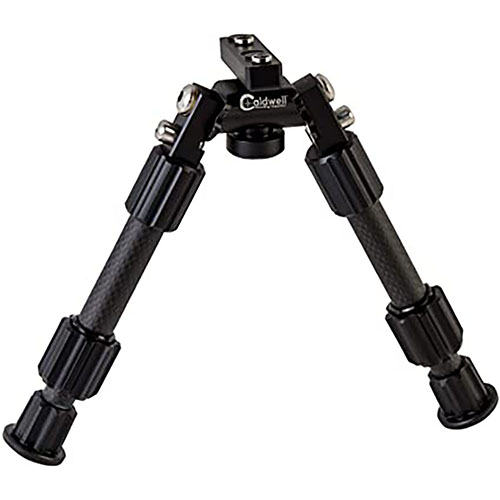 Massima precisione con il bipod Caldwell Accumax 9”-13”, gambe in carbonio a rilascio rapido, stabilità con piedi in gomma, regolazione angolare a 180 gradi.