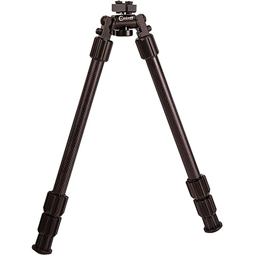 Il bipiede Caldwell Accumax in fibra di carbonio è leggero (13 oz), resistente e offre regolazioni rapide della lunghezza, perfetto per cacciatori di predatori e grossa selvaggina.