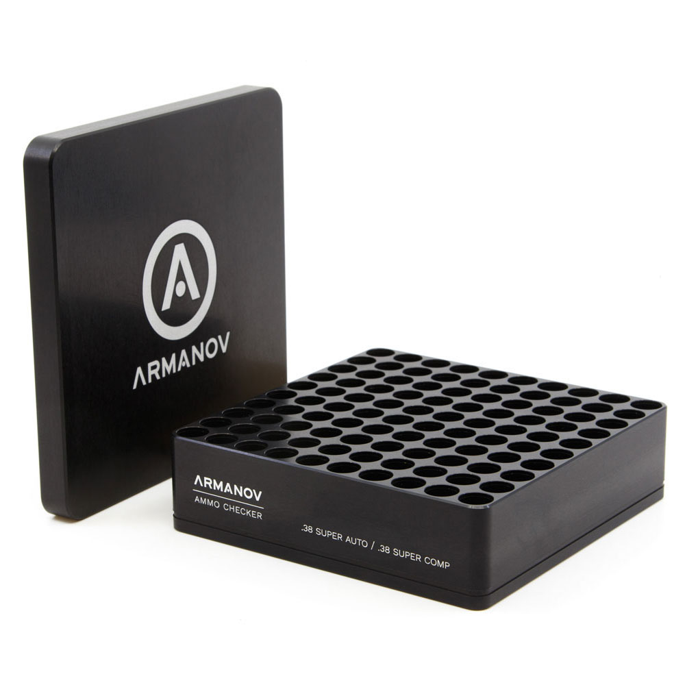 L'ARMANOV Gauge Box con Flip Cover per 100 cartucce .38 Super Comp è il compagno ideale per il ricaricatore, riducendo i malfunzionamenti e velocizzando il controllo.