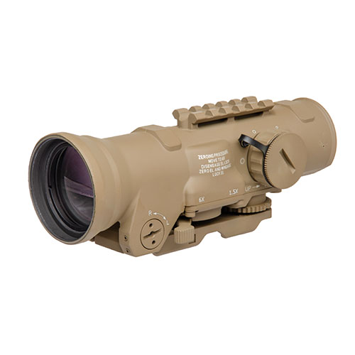 L'ELCAN 1-4x32mm offre una visione duale per passare facilmente da 1x a 4x, con reticolo illuminato, ampio campo visivo e ottima distanza di rilievo.