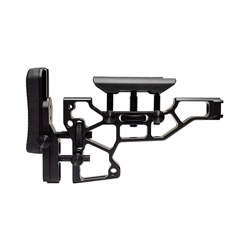 L'MDT Skeleton Rifle Stock offre regolazioni senza attrezzi per comfort e performance ottimali, adattandosi perfettamente alle chassises ACC e ESS (interfaccia XTN).