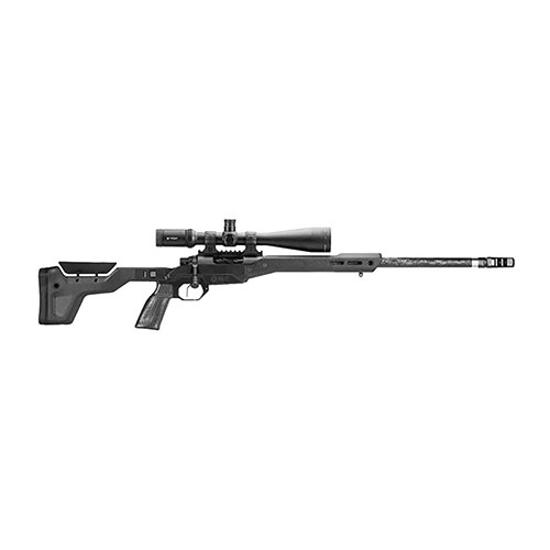 Il MDT HNT-26 è un telaio da caccia ultra-leggero (26oz) con base in magnesio, forend e impugnatura in fibra di carbonio e calcio in fibra di carbonio riempito di schiuma.