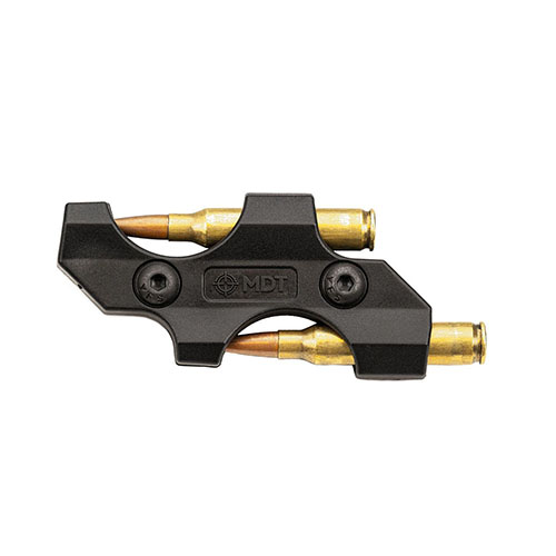Con il MDT M-LOK Spare Round Holder puoi avere a disposizione 2 colpi aggiuntivi sul lato del tuo fucile, garantendo prontezza e praticità durante il tiro.