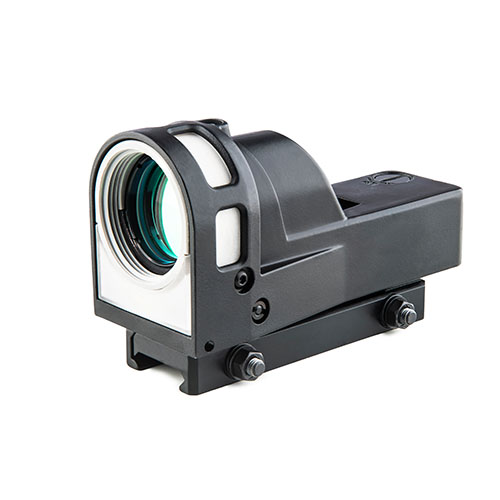 Il MEPRO M21 è un mirino reflex auto-illuminato, robusto e senza batterie, con reticoli multipli e lente da 30mm per una visione ampia e rapida acquisizione del bersaglio.