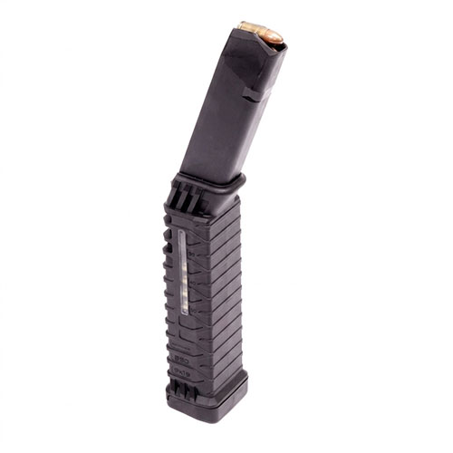 Estendi la tua Glock 17 con il Schmeisser S50 G17 MLE: +33 colpi, capacità totale di 50, assemblaggio senza attrezzi e sistema di alimentazione affidabile.