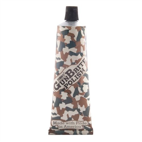 GUNBRITE di IOSSO PRODUCTS rimuove in sicurezza polvere, ruggine e macchie da armi in acciaio blu, inox, cromo e nichel, lasciando una finitura lucida senza residui oleosi.