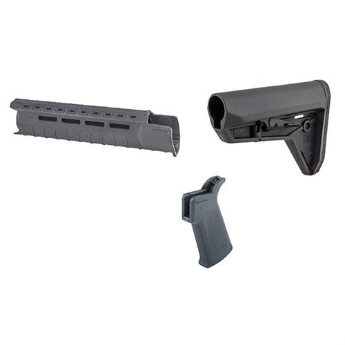 Aggiorna il tuo fucile AR-15 con il set MOE-SL di Magpul, che include un calcio ergonomico, un hand guard M-LOK e un'impugnatura slim per un controllo ottimale.