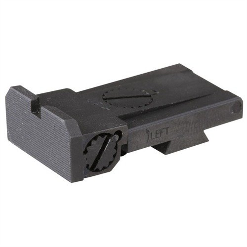 Mirino posteriore regolabile low-profile, progettato per resistere agli urti e garantire una vista chiara, con regolazioni precise per windage ed elevation.