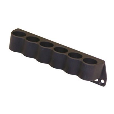 Supporto per cartucce da 12 gauge, leggero e resistente, per un rapido ricaricamento, con sistema di fissaggio sicuro e adattabile a diversi modelli di fucili.