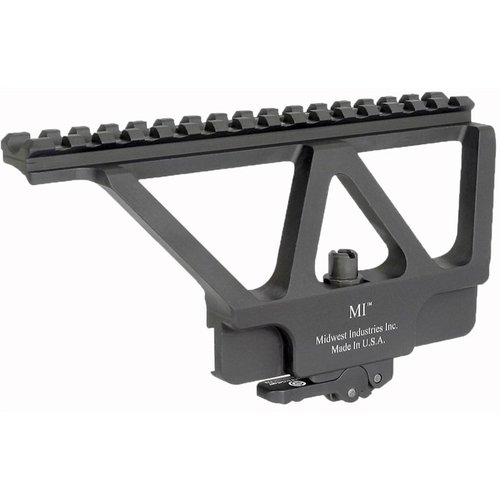 Il supporto per ottiche AK-47/74 di Midwest Industries offre un sistema di bloccaggio ADM, alta qualità in alluminio 6061 e si attacca facilmente al rail laterale AK.