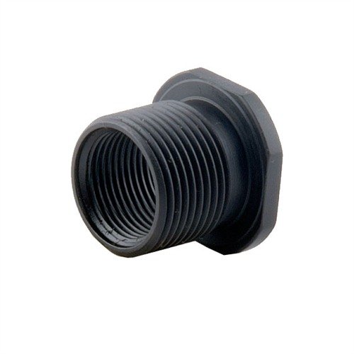Adattatore filettato 1/2-28 a 5/8-24 in acciaio inox HTSR, finitura PVD nera, progettato per una perfetta allineamento e resistenza al calore.