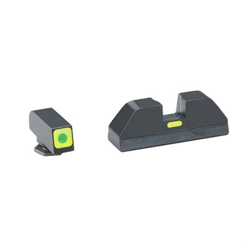 Le mire Ameriglo CAP offrono un inserto tritio verde luminoso e una linea orizzontale sul retro, garantendo allineamento rapido e precisione per modelli Glock.