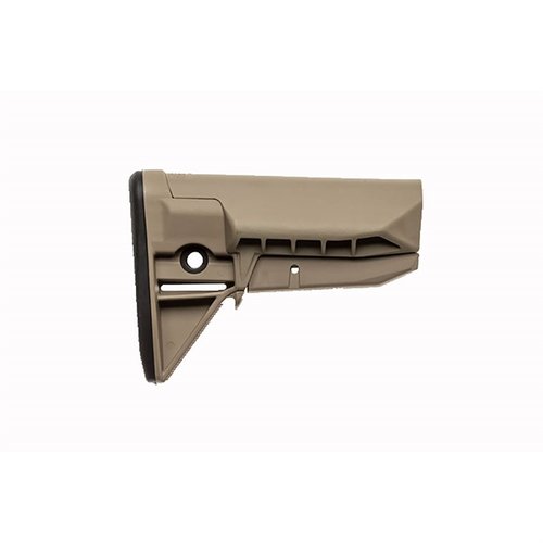 Il BCMGunfighter SOPMOD Stock MOD 0 di Bravo Company offre un supporto sicuro e minimale, con un sistema di bloccaggio robusto e pad di rinculo confortevole.