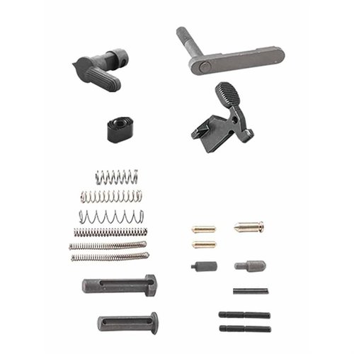 Il kit LLRPK-BLDR di Luth-AR offre tutte le parti necessarie per completare un lower AR-15, senza pezzi superflui, garantendo compatibilità e semplicità d'uso.
