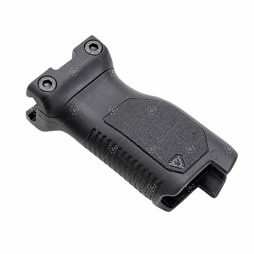 Il grip angolato Strike Industries offre gestione dei cavi, stabilità su superfici e un angolo naturale per il polso, tutto in un design leggero e resistente.