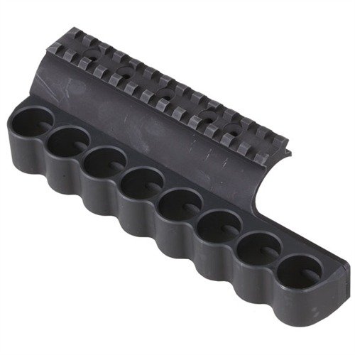 Supporto per cartucce da 8 colpi, realizzato in alluminio leggero, per ricariche rapide su Benelli M4/M1014, con sistema di fissaggio sicuro e robusto.