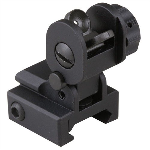 Mirino posteriore AR-15 in alluminio leggero, con apertura doppia A2, regolazione semplice e compatibile con sistemi di mira red-dot per massima precisione.