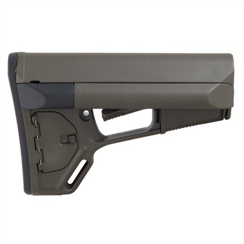 L'ACS stock Magpul offre comfort, spazio di stoccaggio e un sistema di bloccaggio avanzato, ideale per un utilizzo tattico e veloce.