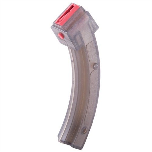 Il caricatore RUGER 10/22 da 25 colpi in polimero grigio fumo è resistente, trasparente per controllare le munizioni e progettato per migliaia di colpi senza usura.
