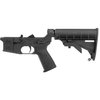 Ricevitore inferiore AR-15 in alluminio 7075 T6, finitura anodizzata resistente, completo di calciolo, grilletto in acciaio inox e tubo buffer mil-spec a sei posizioni.