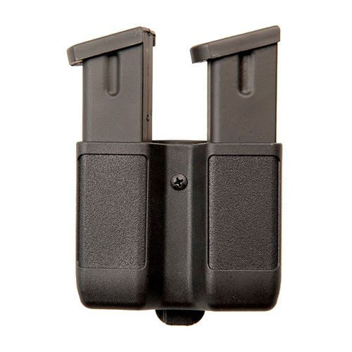 Il Double Mag Case di BLACKHAWK offre doppia capacità, molla di tensione per tenere saldamente i caricatori e clip regolabile per cinture di diverse larghezze.