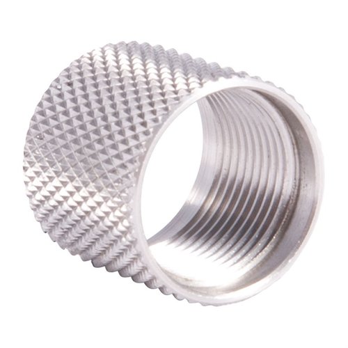 .720 e .725 Thread Protector in acciaio inox per proteggere i filetti della canna del tuo fucile; facile da installare e rimuovere grazie all'esterno zigrinato.