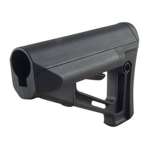 Il calcio Magpul STR offre comfort migliorato con supporto per batterie, sistema di bloccaggio anti-vibrazione e materiali resistenti per prestazioni superiori.