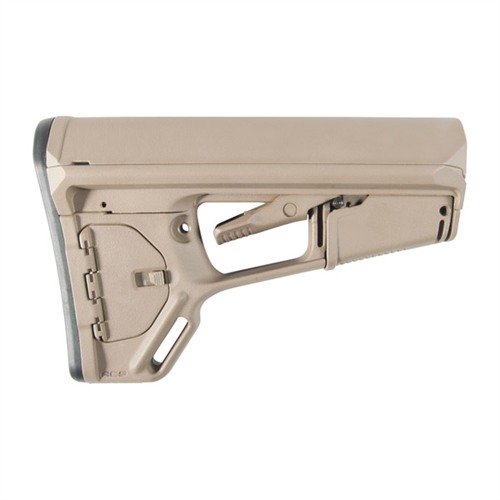 L'ACS-L Magpul è un calcio collassabile leggero e slim, con un design ergonomico per una presa sicura e un sistema di bloccaggio per evitare vibrazioni.