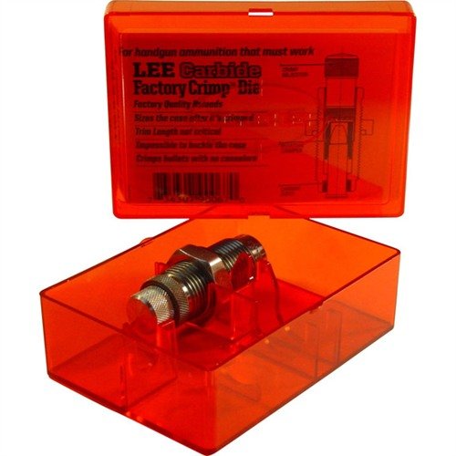I PISTOL CARBIDE FACTORY CRIMP DIES di LEE garantiscono una crimpatura precisa e affidabile, senza necessità di lubrificazione, per munizioni accurate e pronte all'uso.