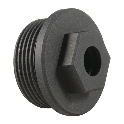 Il plug AR-15/M16 22LR di SPIKES TACTICAL in alluminio anodizzato nero sigilla l'apertura del tubo di estensione senza modifiche, accettando un gancio rapido.