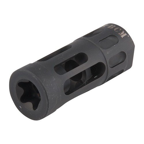 Il compensatore Gunfighter riduce il rinculo e il lampeggiamento, limitando anche il rumore e il blast laterale, con costruzione in acciaio inox e finitura nera.