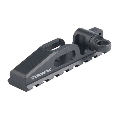 Il rail Picatinny CROSSTAC si monta facilmente sul bayonet lug, offre un attacco per slinga e 8 slot per accessori come luci e laser, senza necessità di armi da fuoco.