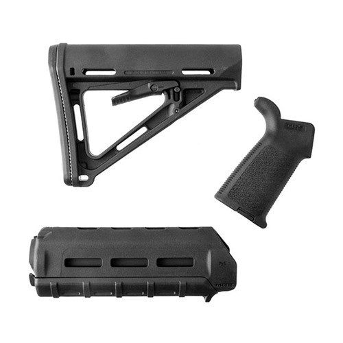 Il set di mobili AR-15 MOE M-LOK di MAGPUL offre un aggiornamento facile con stock MOE Mil-Spec, forend carabina e impugnatura, disponibili in vari colori.