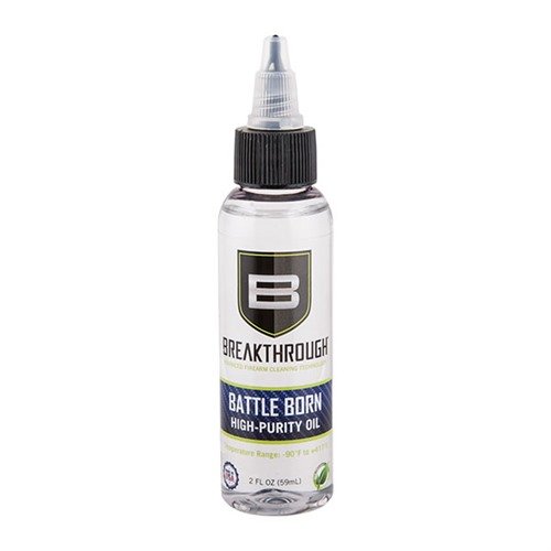 L'olio Battle Born offre lubrificazione e protezione ottimali per armi, funzionando da -90° F a +417° F, è biodegradabile e sicuro per metallo e plastica.