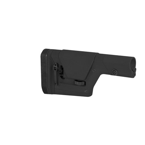 Il PRS GEN3 di MAGPUL offre regolazioni senza attrezzi per lunghezza di tiro e altezza del poggiaguancia, con robustezza per resistere a impatti e rinculo.