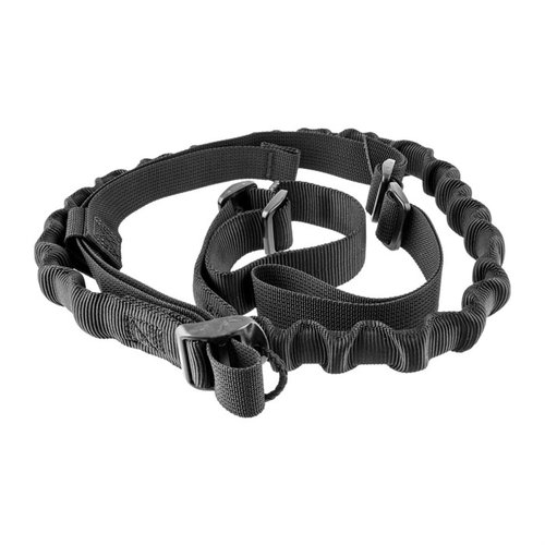 Il V-TAC Bungee Sling offre un'alternativa leggera e regolabile, mantenendo l'arma vicino al corpo per una rapida transizione alla pistola.