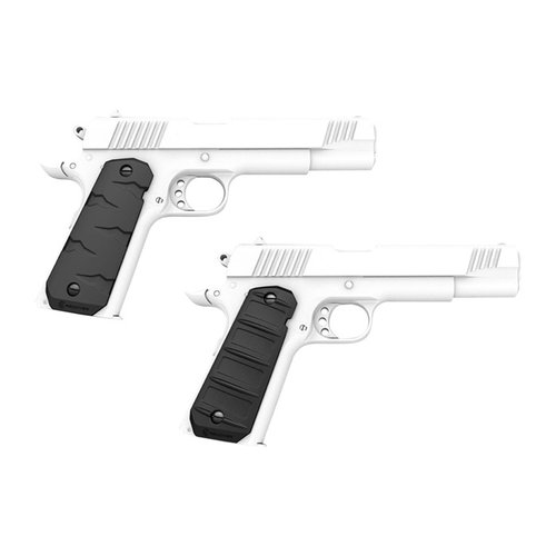 I RG11 Rubber Grips sono facili da installare, permettendo di personalizzare l'aspetto della tua arma con diversi pattern e colori, mantenendo il profilo standard delle impugnature 1911.