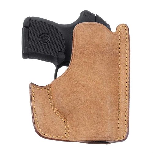 L'holster in premium horsehide per il trasporto in tasca offre un accesso rapido, nasconde la sagoma dell'arma e consente un rilascio con una mano.