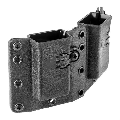 Il Copia Double Magazine Carrier offre un design innovativo e ambidestro, compatibile con quasi 100 modelli di pistole 9/40/357 Sig, per un trasporto confortevole e discreto.