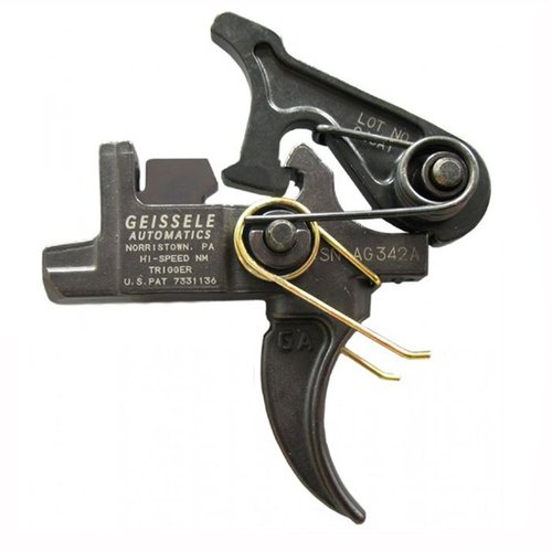 Il grilletto Geissele Hi-Speed National Match per AR-15 offre regolazioni personalizzabili per peso e corsa, ideale per competizioni e uso tattico.
