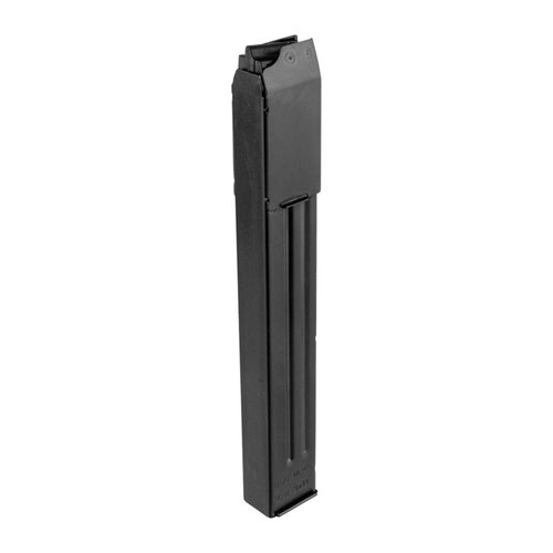 Scopri il caricatore MP40 9mm Luger di ATI: costruzione in acciaio, colore nero e capacità di 25 colpi, perfetto per il tuo GSG MP-40.