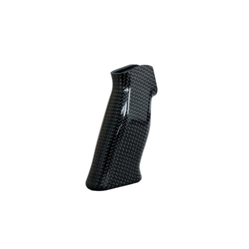 Il grip Carbon Black di Brigand Arms è leggero, ergonomico e offre una presa stabile e confortevole per ogni dimensione di mano, migliorando il controllo e la precisione.