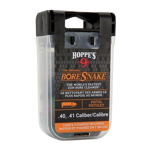 Il Pistol Bore Snake pulisce rapidamente il tuo handgun in un solo passaggio, con spazzola in bronzo e corda riutilizzabile, perfetto per calibro .40 e .41.