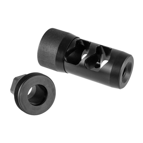 Il freno di bocca HELLFIRE 2P offre prestazioni ottimali per armi con canne di 20" o meno, facile da installare e progettato per il comfort del tiratore.