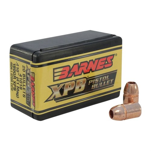 Le pallottole BARNES XPB 41 MAGNUM (0.410") offrono prestazioni eccezionali con un design a base piatta da 180GR, perfette per la precisione e l'affidabilità.
