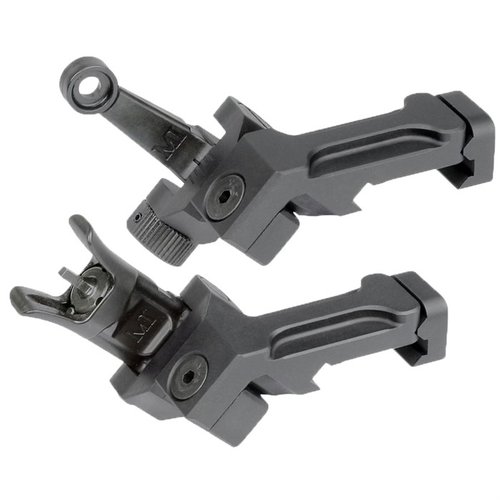 Il set di mirini offset AR-15 di Midwest Industries offre affidabilità e precisione, con costruzione in acciaio e alluminio, regolazioni MOA e profilo basso.