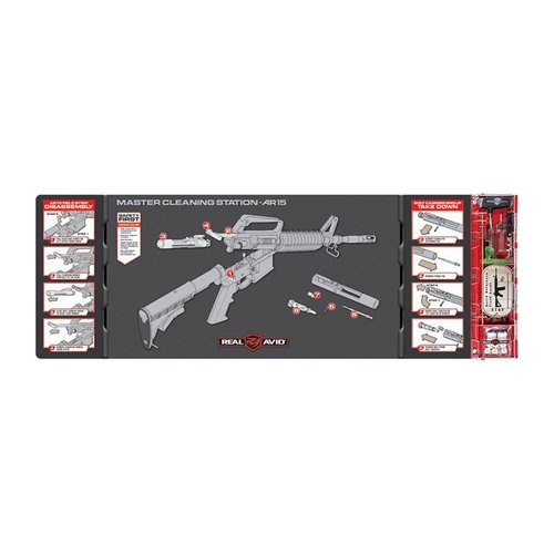 Migliora la tua esperienza di pulizia con la MASTER CLEANING STATION AR-15 di Real Avid, che offre un'area di lavoro ampia, strumenti intelligenti e organizzazione ottimale.